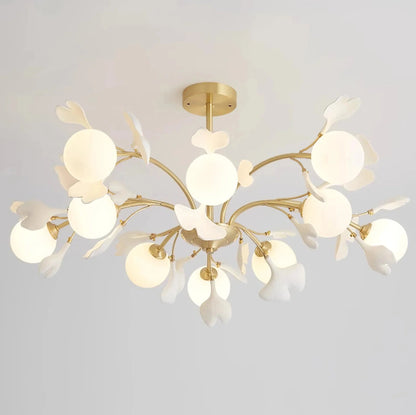 Ceramic Ginkgo Leaf Chandelier — Nature-Inspired Ambiance - LumoTrot