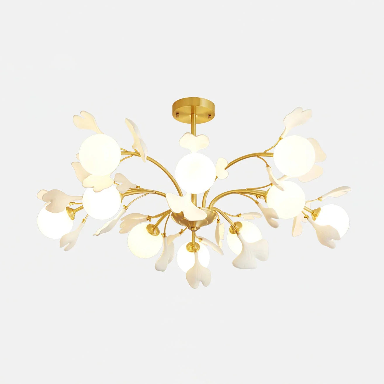 Ceramic Ginkgo Leaf Chandelier — Nature-Inspired Ambiance - LumoTrot