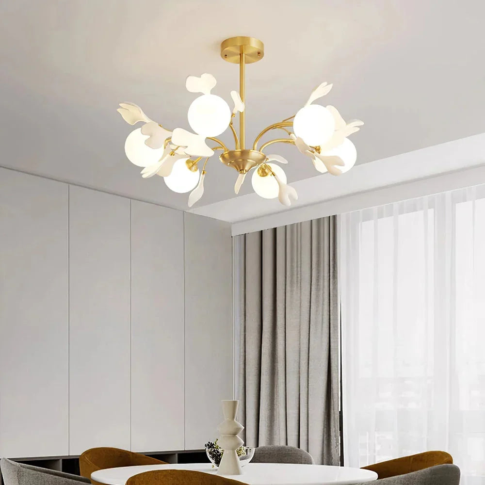 Ceramic Ginkgo Leaf Chandelier — Nature-Inspired Ambiance - LumoTrot