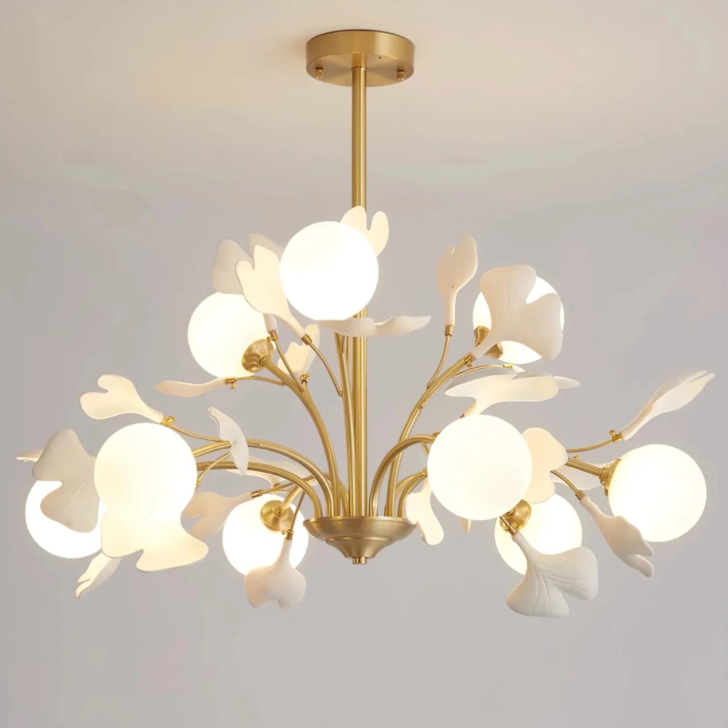 Ceramic Ginkgo Leaf Chandelier — Nature-Inspired Ambiance - LumoTrot