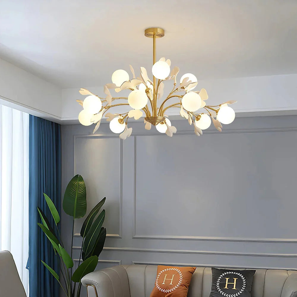 Ceramic Ginkgo Leaf Chandelier — Nature-Inspired Ambiance - LumoTrot