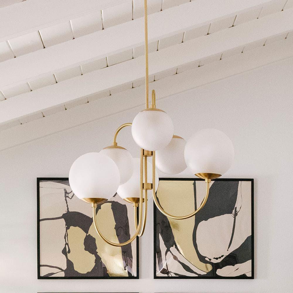 Brass Glass Chandelier — Mid - Century Radiance - LumoTrot