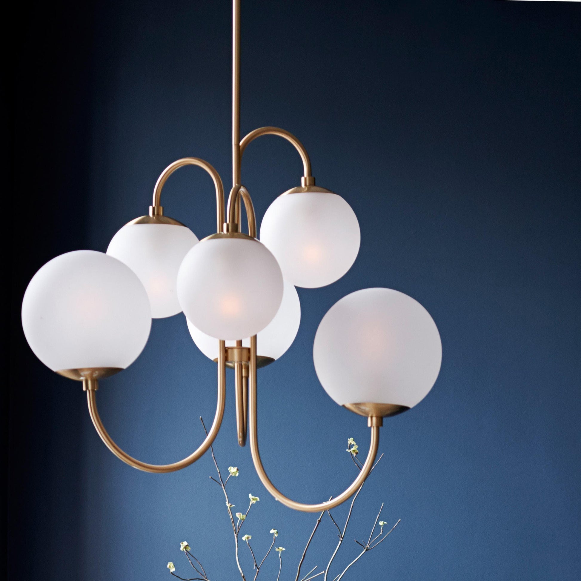 Brass Glass Chandelier — Mid - Century Radiance - LumoTrot