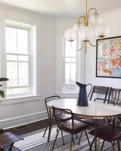 Brass Glass Chandelier — Mid - Century Radiance - LumoTrot