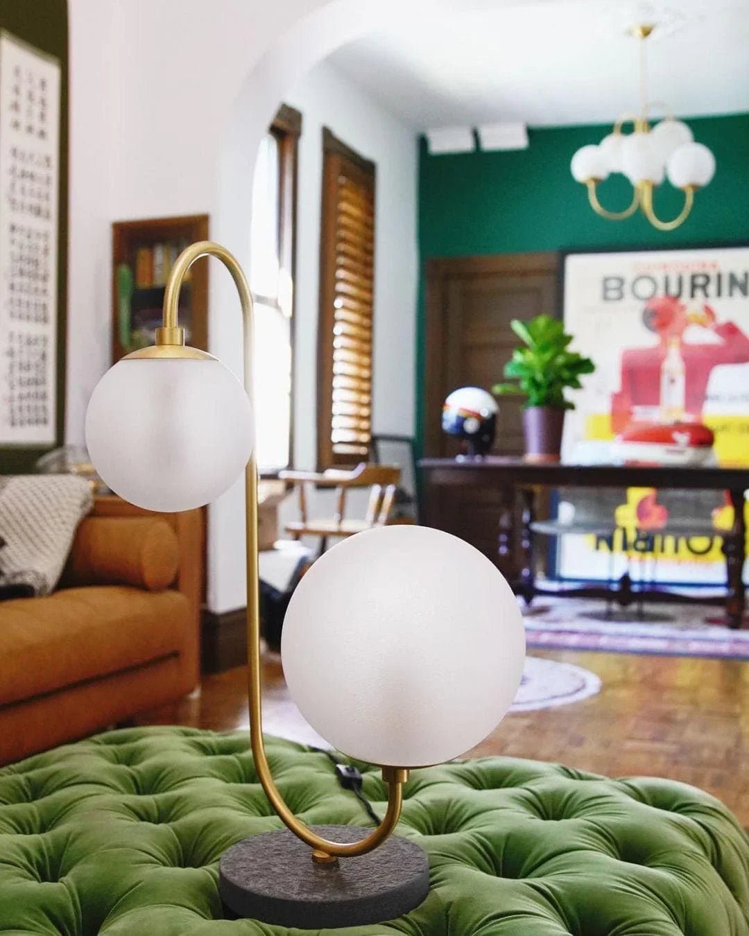 Brass Glass Chandelier — Mid - Century Radiance - LumoTrot