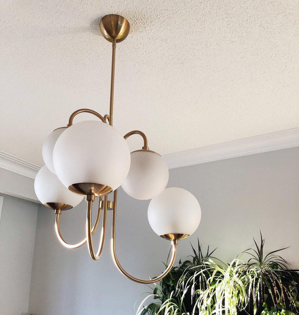 Brass Glass Chandelier — Mid - Century Radiance - LumoTrot