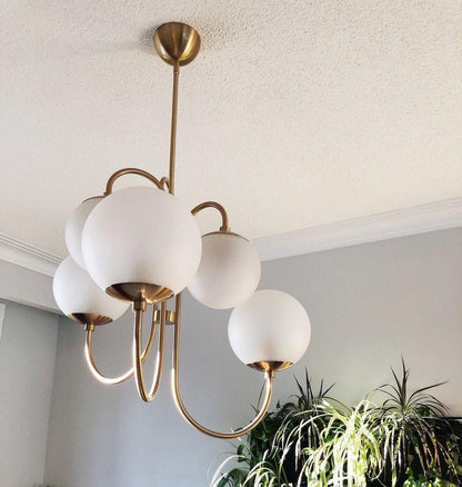 Brass Glass Chandelier — Mid - Century Radiance - LumoTrot