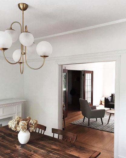 Brass Glass Chandelier — Mid - Century Radiance - LumoTrot