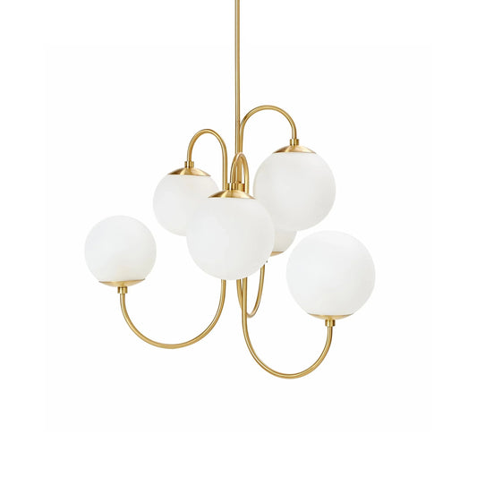 Brass Glass Chandelier — Mid - Century Radiance - LumoTrot