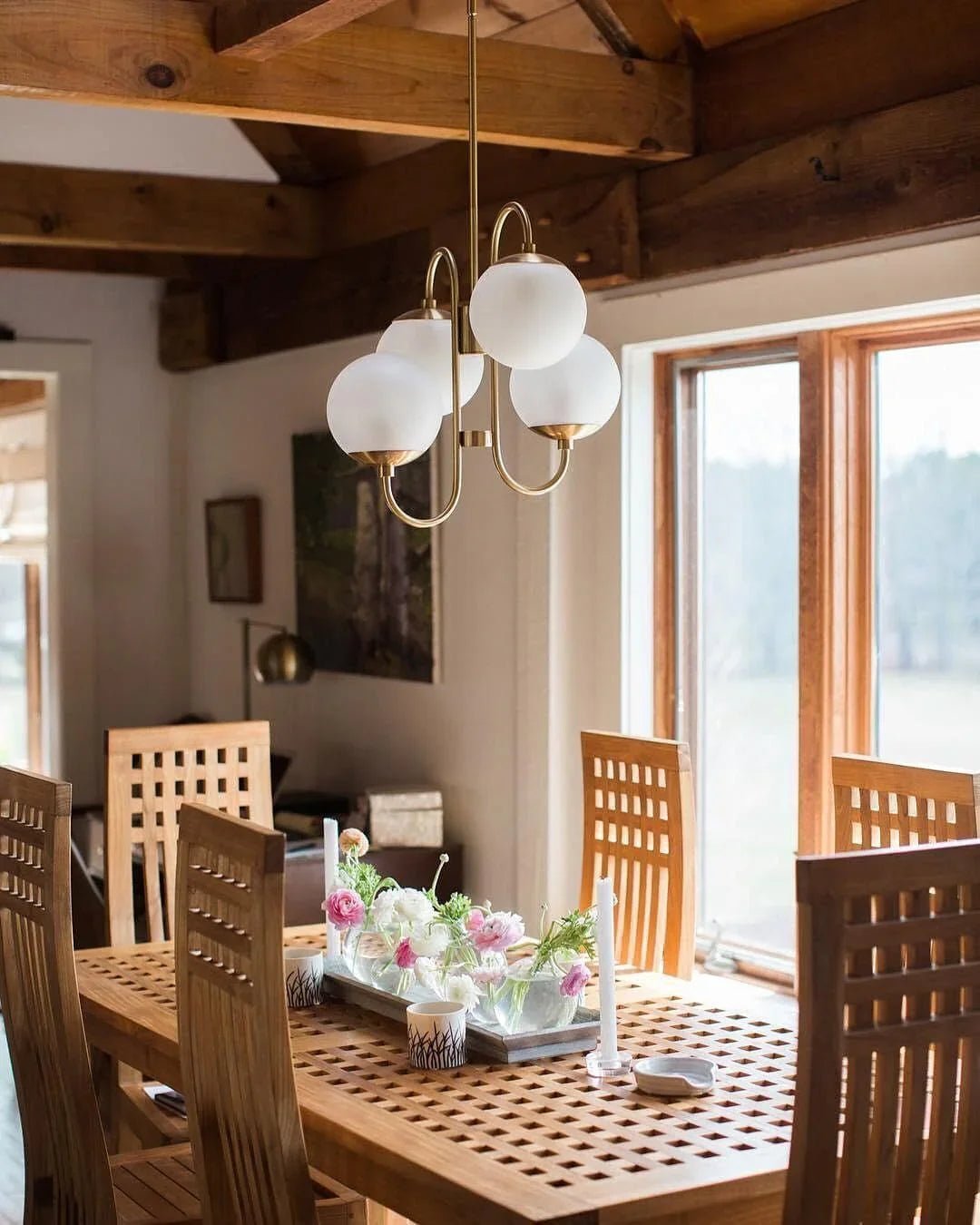Brass Glass Chandelier — Mid - Century Radiance - LumoTrot