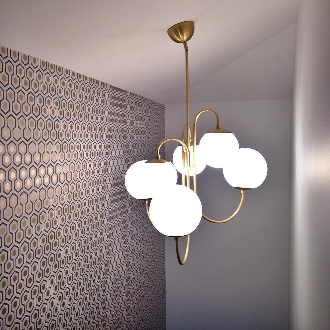 Brass Glass Chandelier — Mid - Century Radiance - LumoTrot