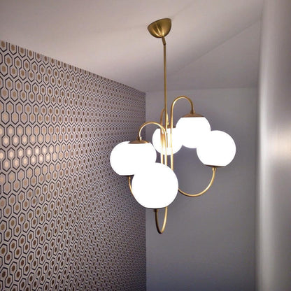 Brass Glass Chandelier — Mid - Century Radiance - LumoTrot