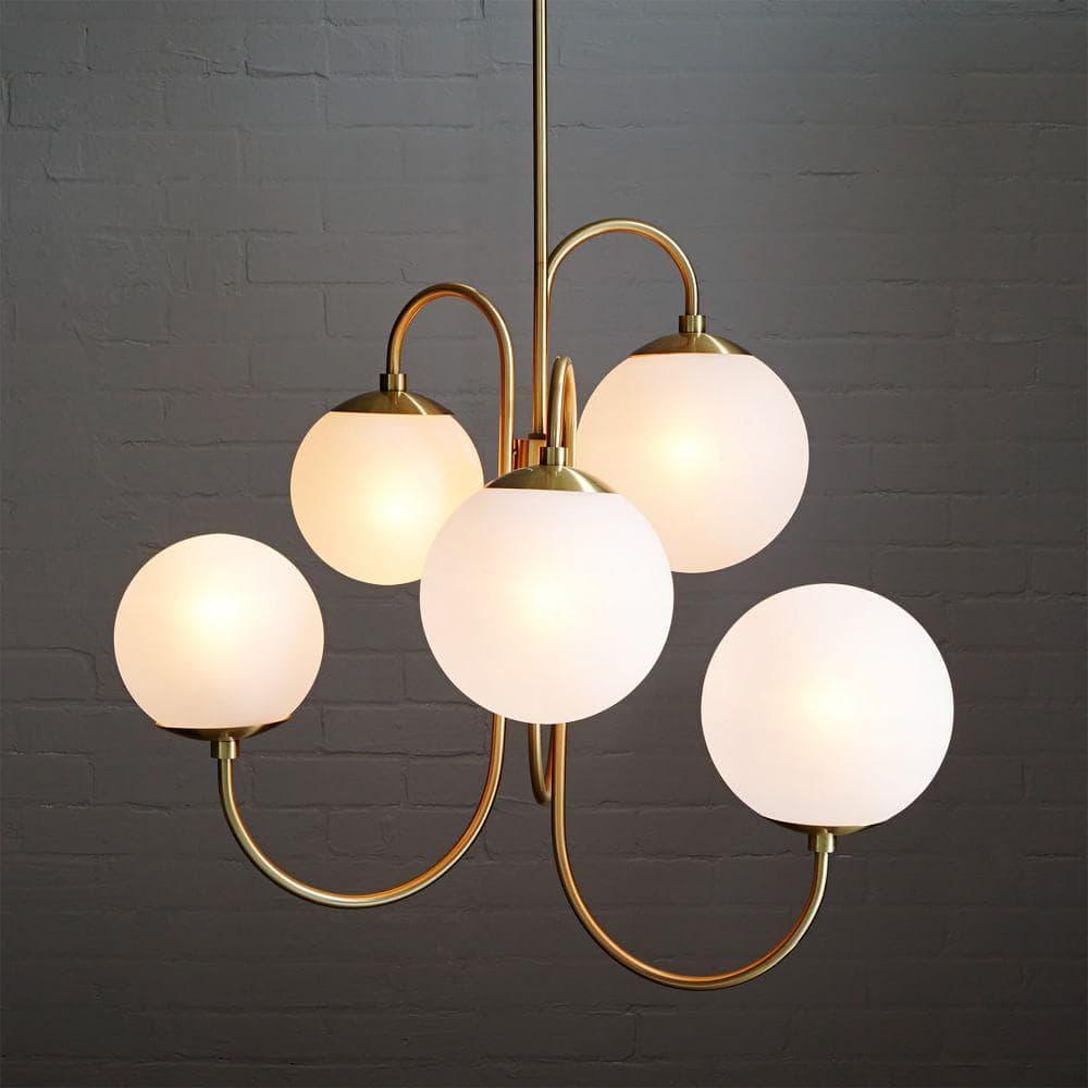 Brass Glass Chandelier — Mid - Century Radiance - LumoTrot