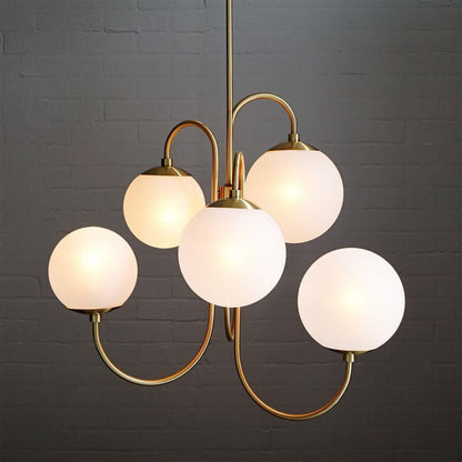 Brass Glass Chandelier — Mid - Century Radiance - LumoTrot