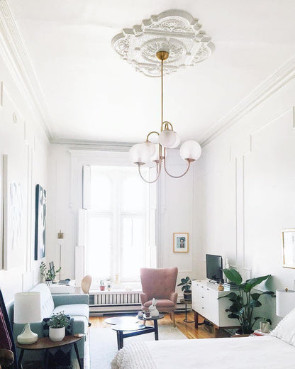 Brass Glass Chandelier — Mid - Century Radiance - LumoTrot