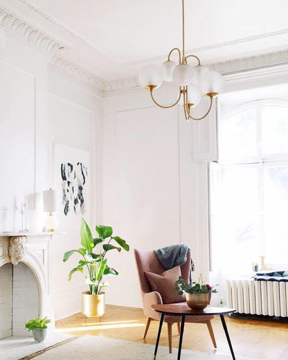 Brass Glass Chandelier — Mid - Century Radiance - LumoTrot