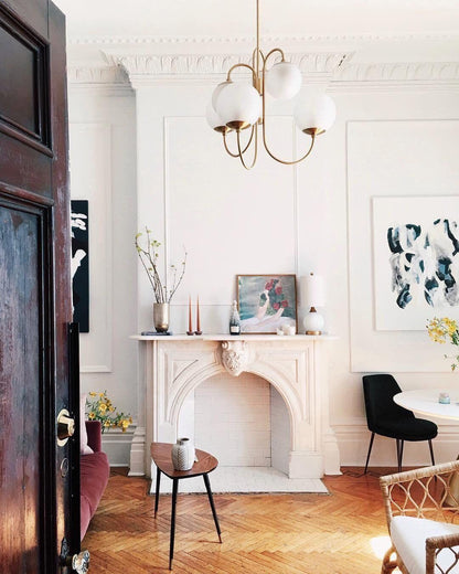 Brass Glass Chandelier — Mid - Century Radiance - LumoTrot