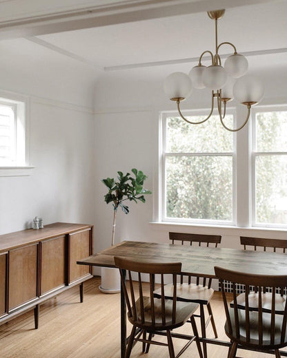 Brass Glass Chandelier — Mid - Century Radiance - LumoTrot