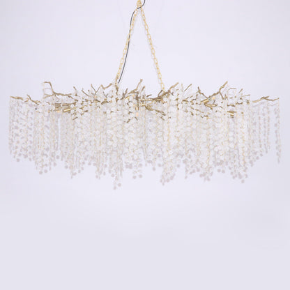 Brass Crystal Chandelier — Ethereal Forest Glow