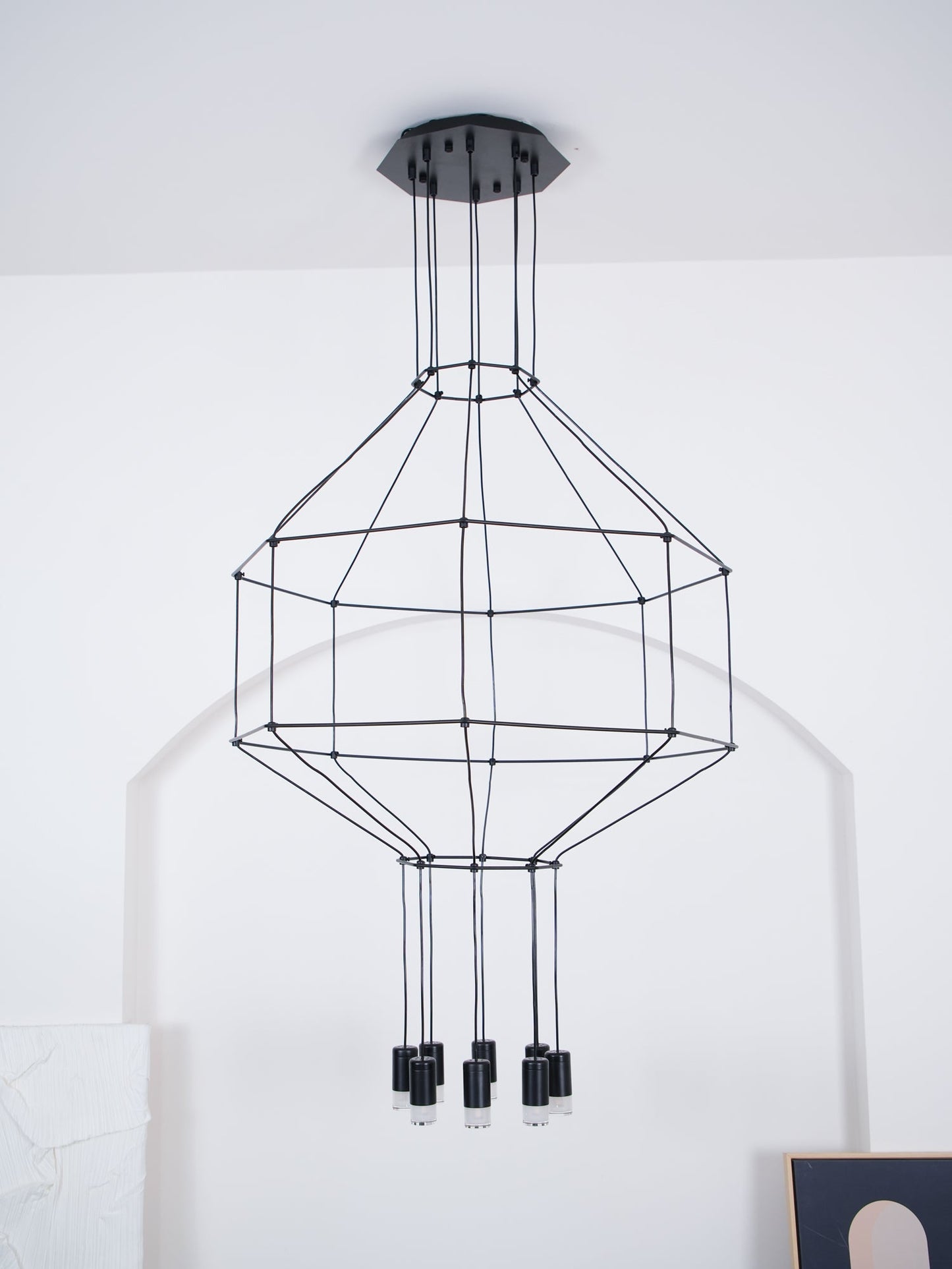 Geometric Wire Frame Chandelier — Modern Statement