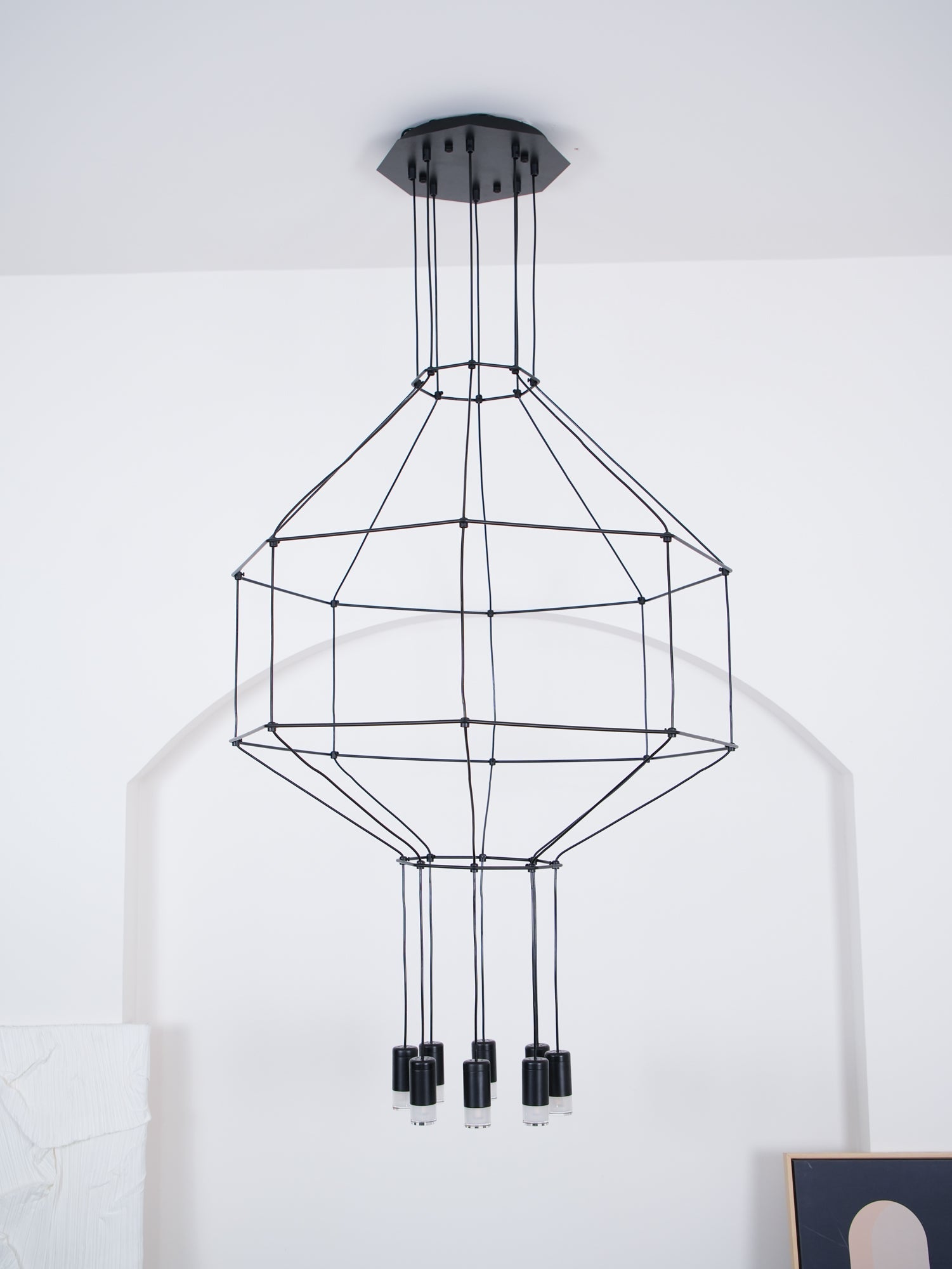 Geometric Wire Frame Chandelier — Modern Statement