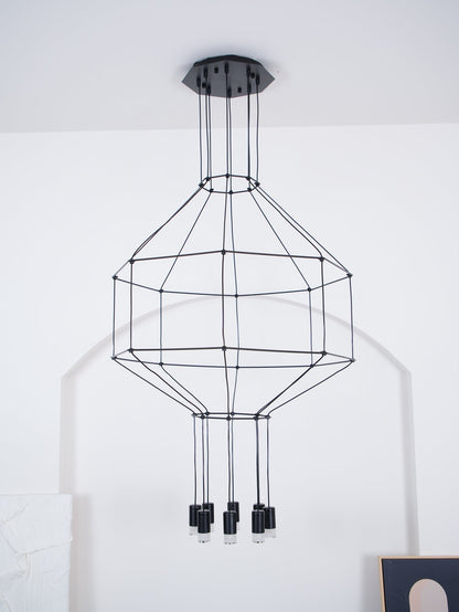 Geometric Wire Frame Chandelier — Modern Statement