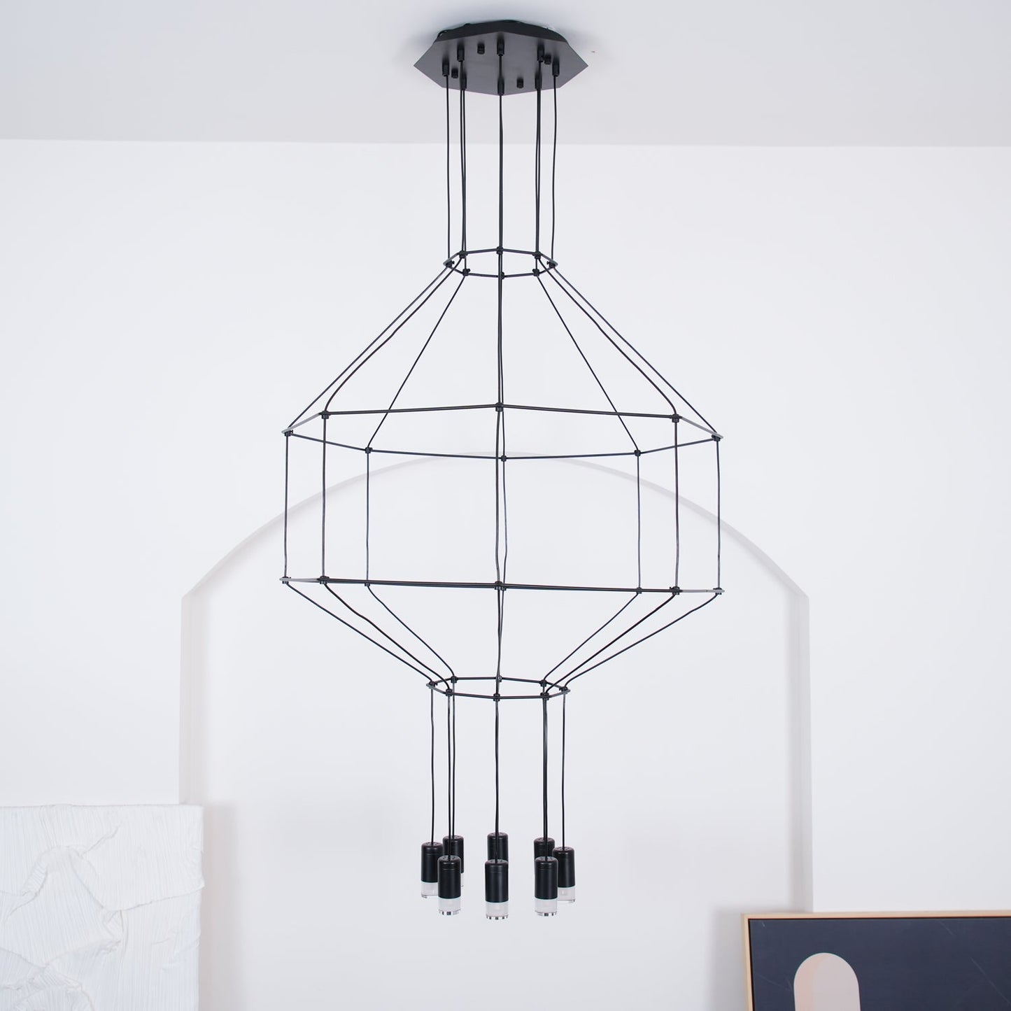 Geometric Wire Frame Chandelier — Modern Statement