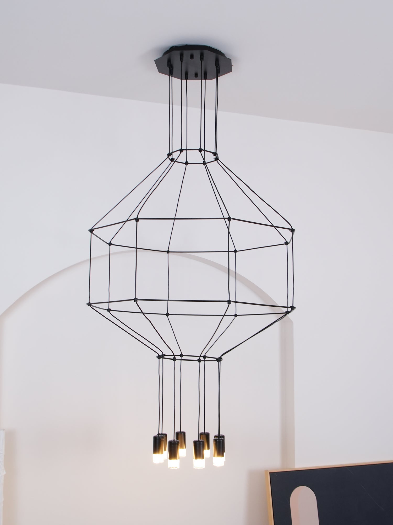 Geometric Wire Frame Chandelier — Modern Statement