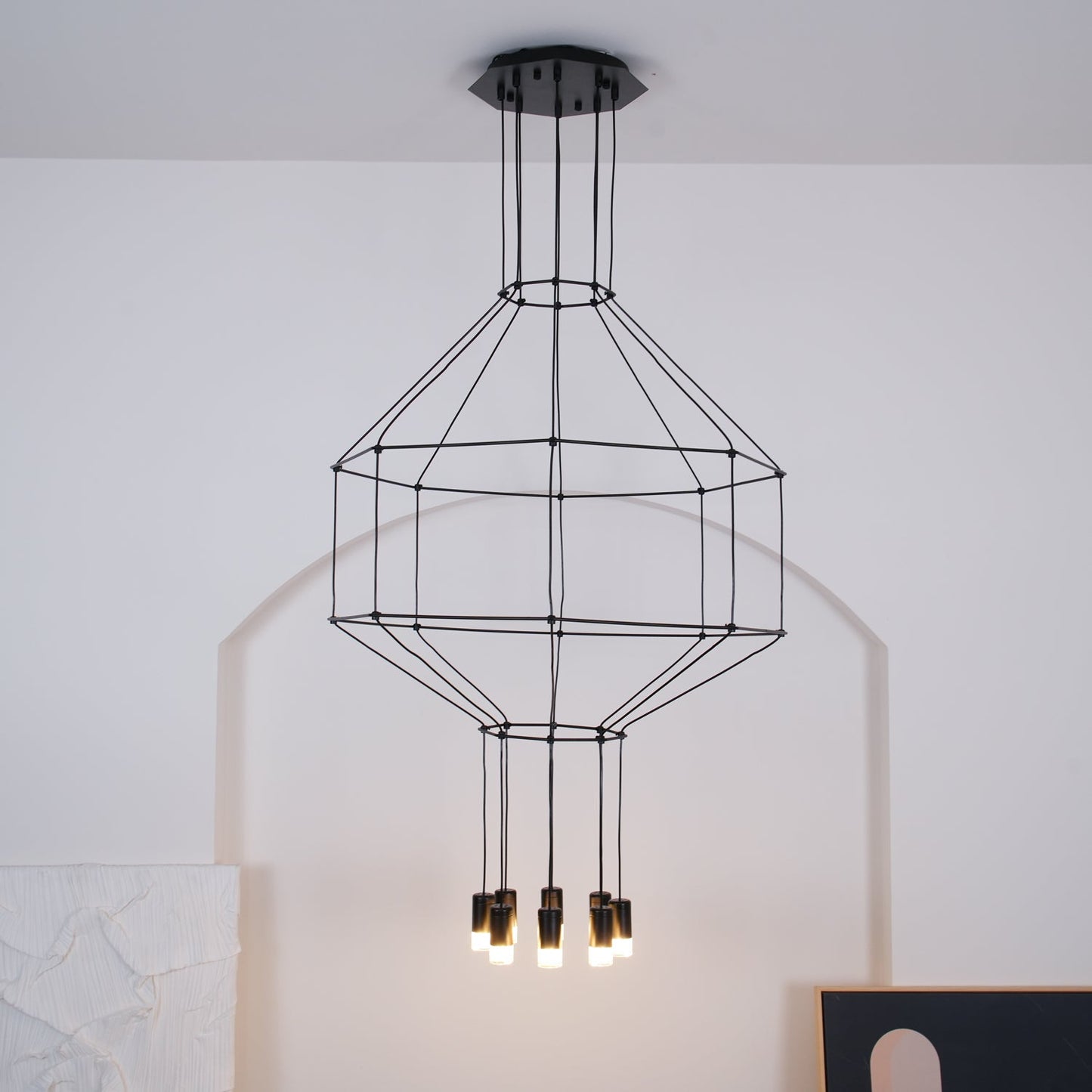 Geometric Wire Frame Chandelier — Modern Statement