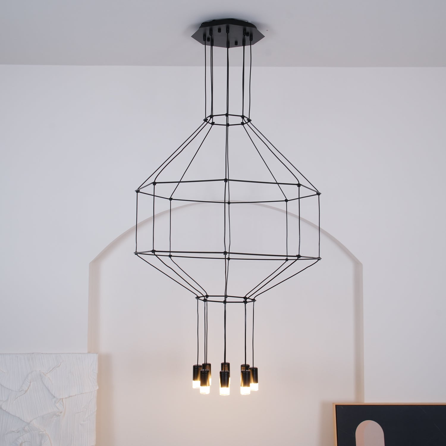 Geometric Wire Frame Chandelier — Modern Statement