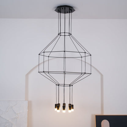 Geometric Wire Frame Chandelier — Modern Statement