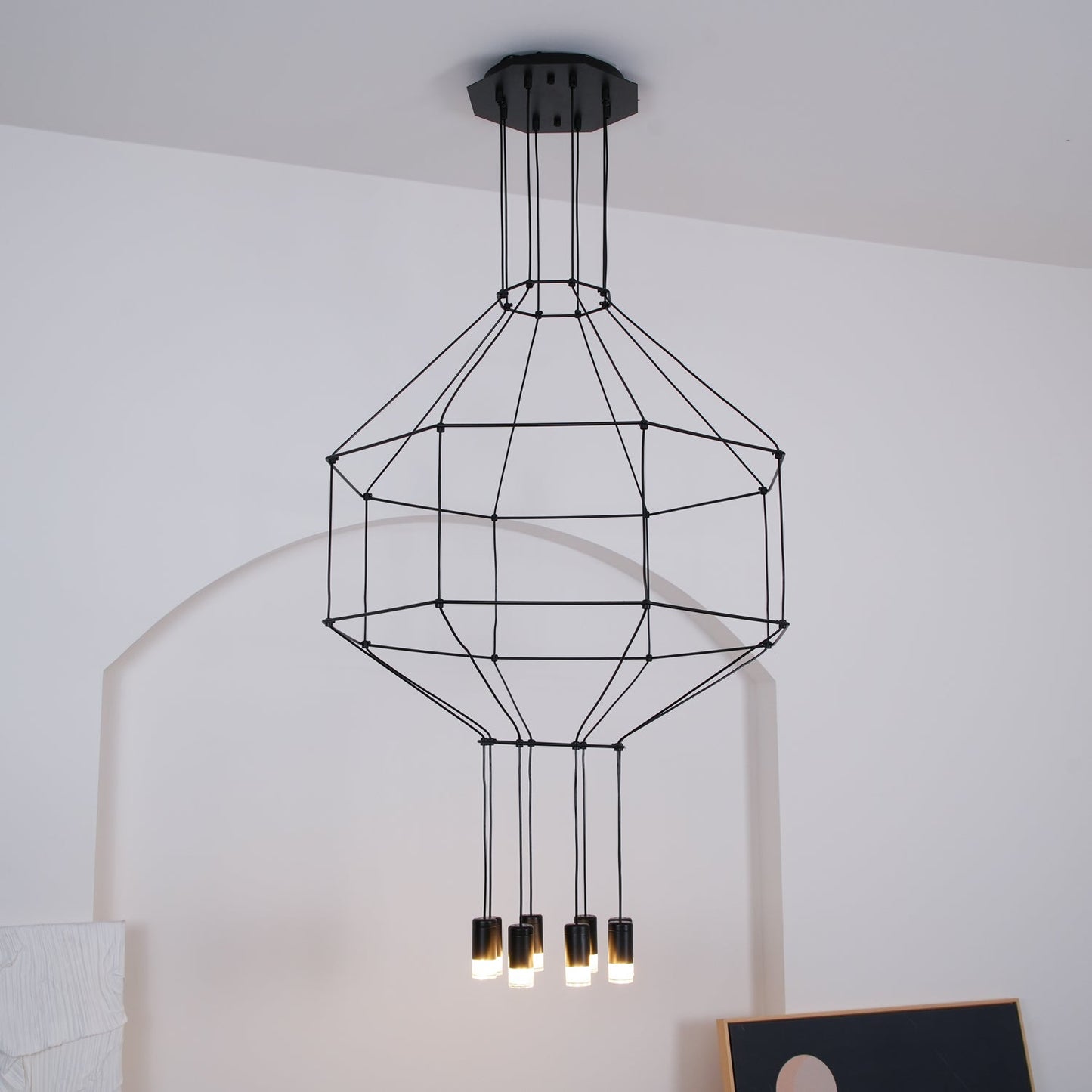 Geometric Wire Frame Chandelier — Modern Statement