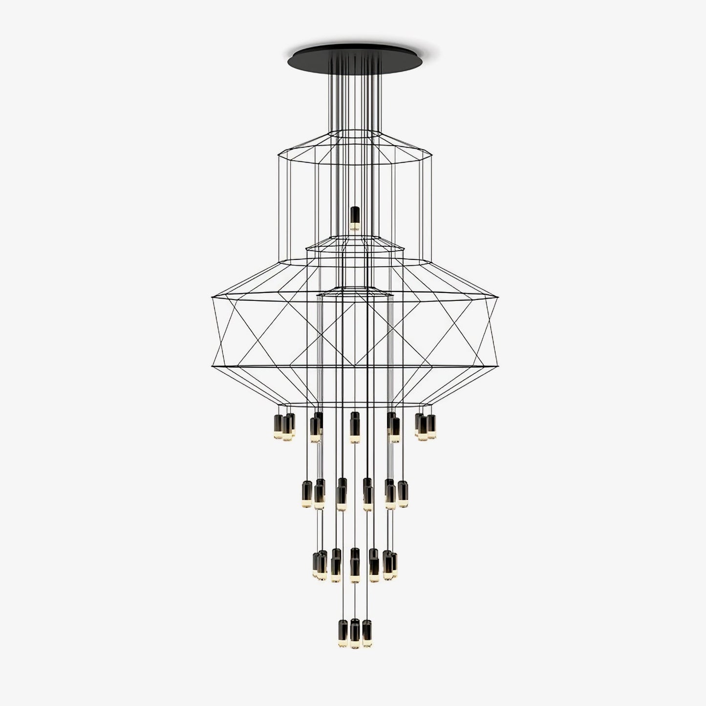 Black geometric wire frame chandelier - modern statement lighting by Lumotrot