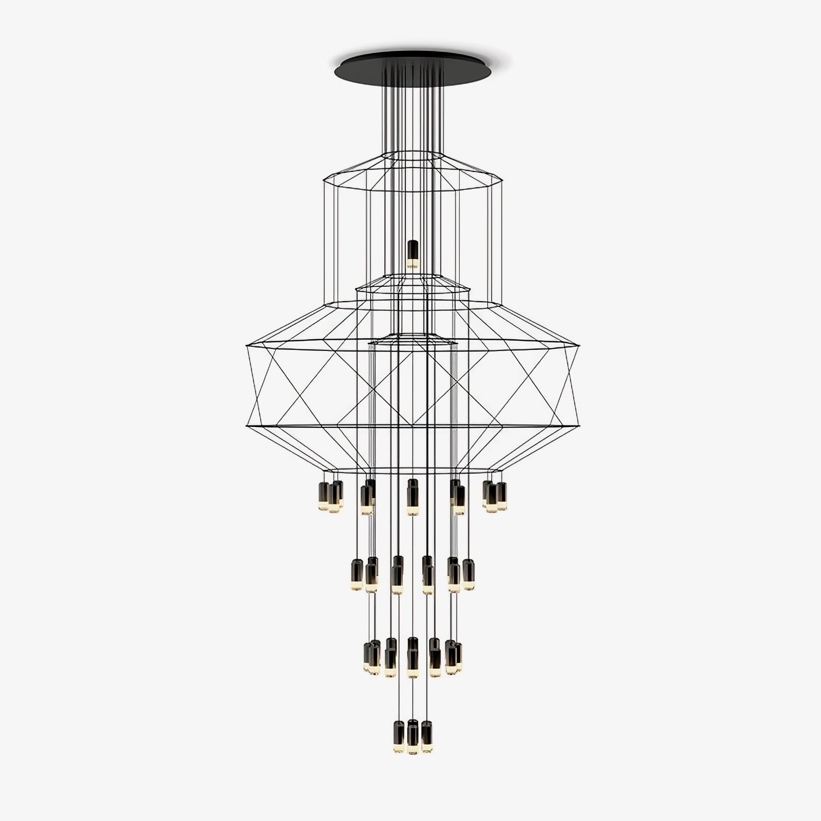 Black geometric wire frame chandelier - modern statement lighting by Lumotrot