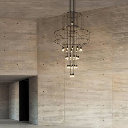 Geometric Wire Frame Chandelier — Modern Statement