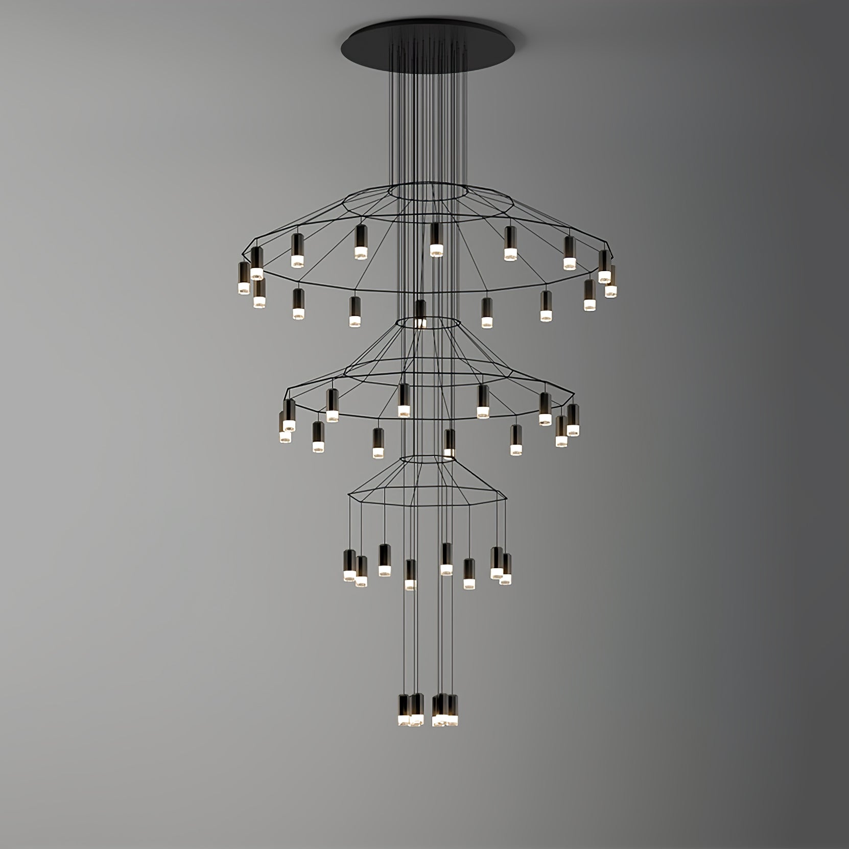 Geometric Wire Frame Chandelier — Modern Statement