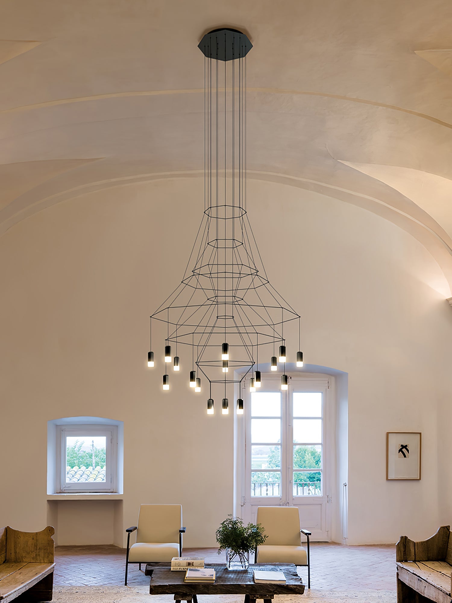 Geometric Wire Frame Chandelier — Modern Statement