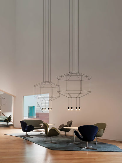 Geometric Wire Frame Chandelier — Modern Statement