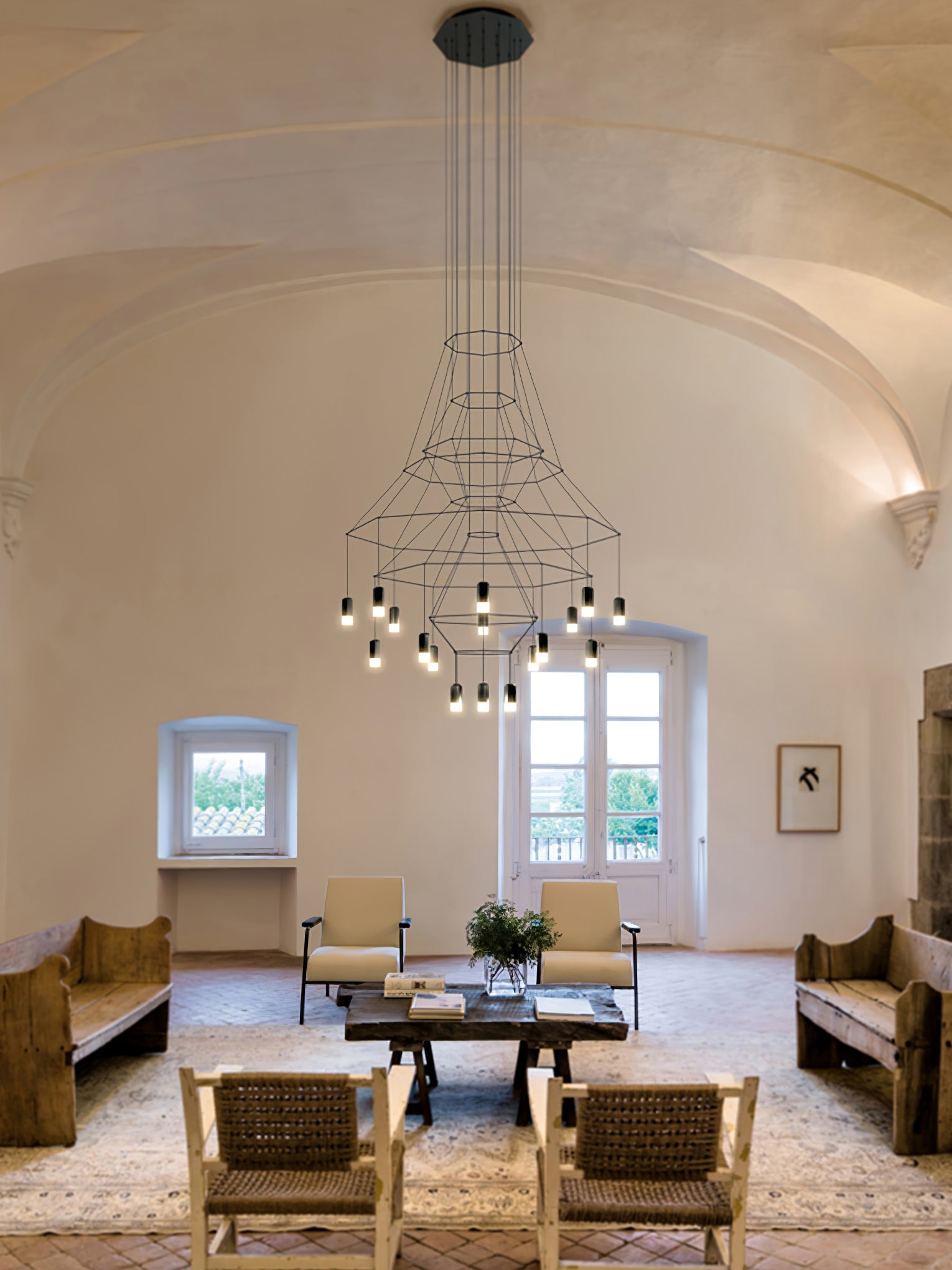 Geometric Wire Frame Chandelier — Modern Statement