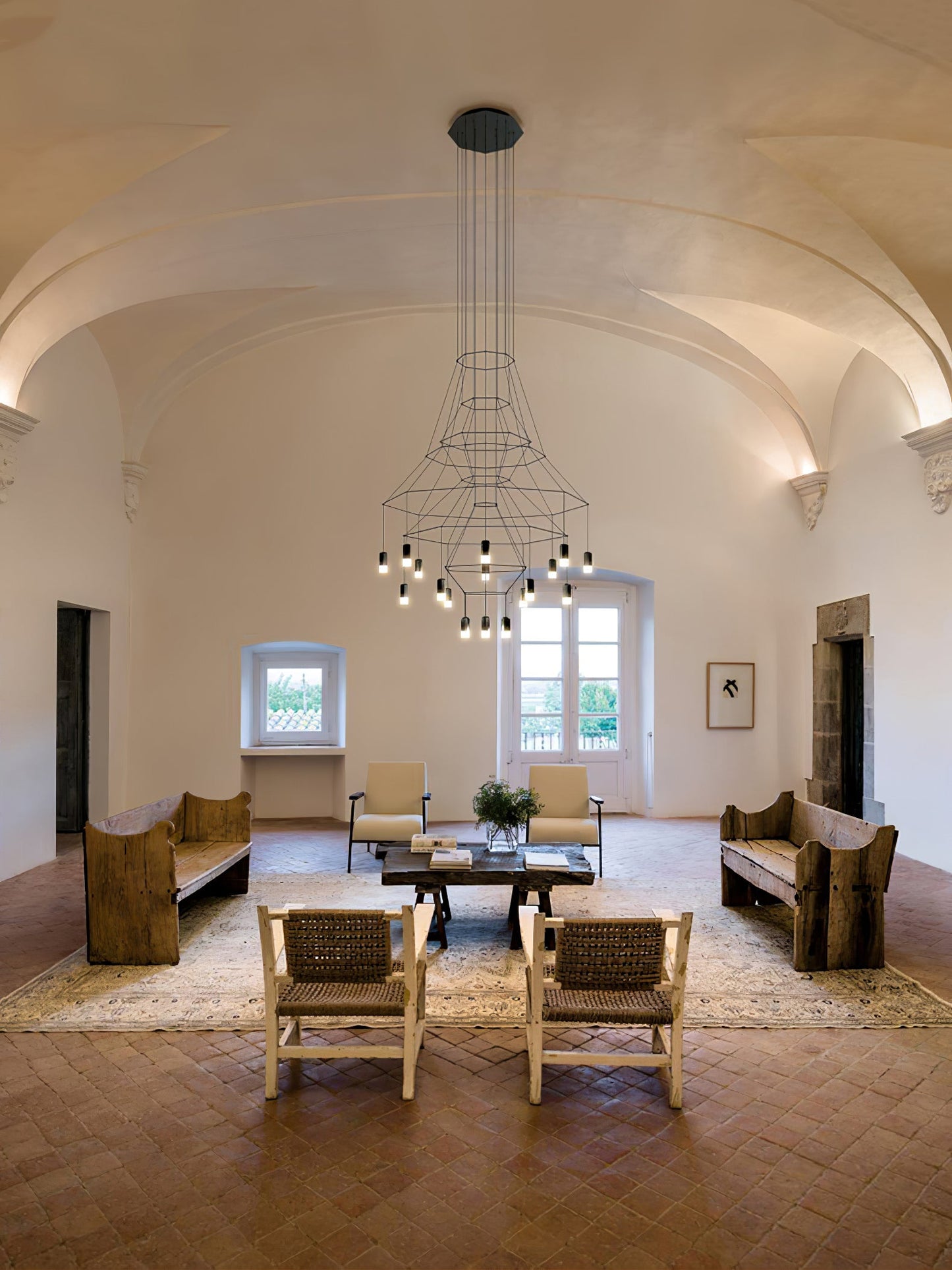 Geometric Wire Frame Chandelier — Modern Statement