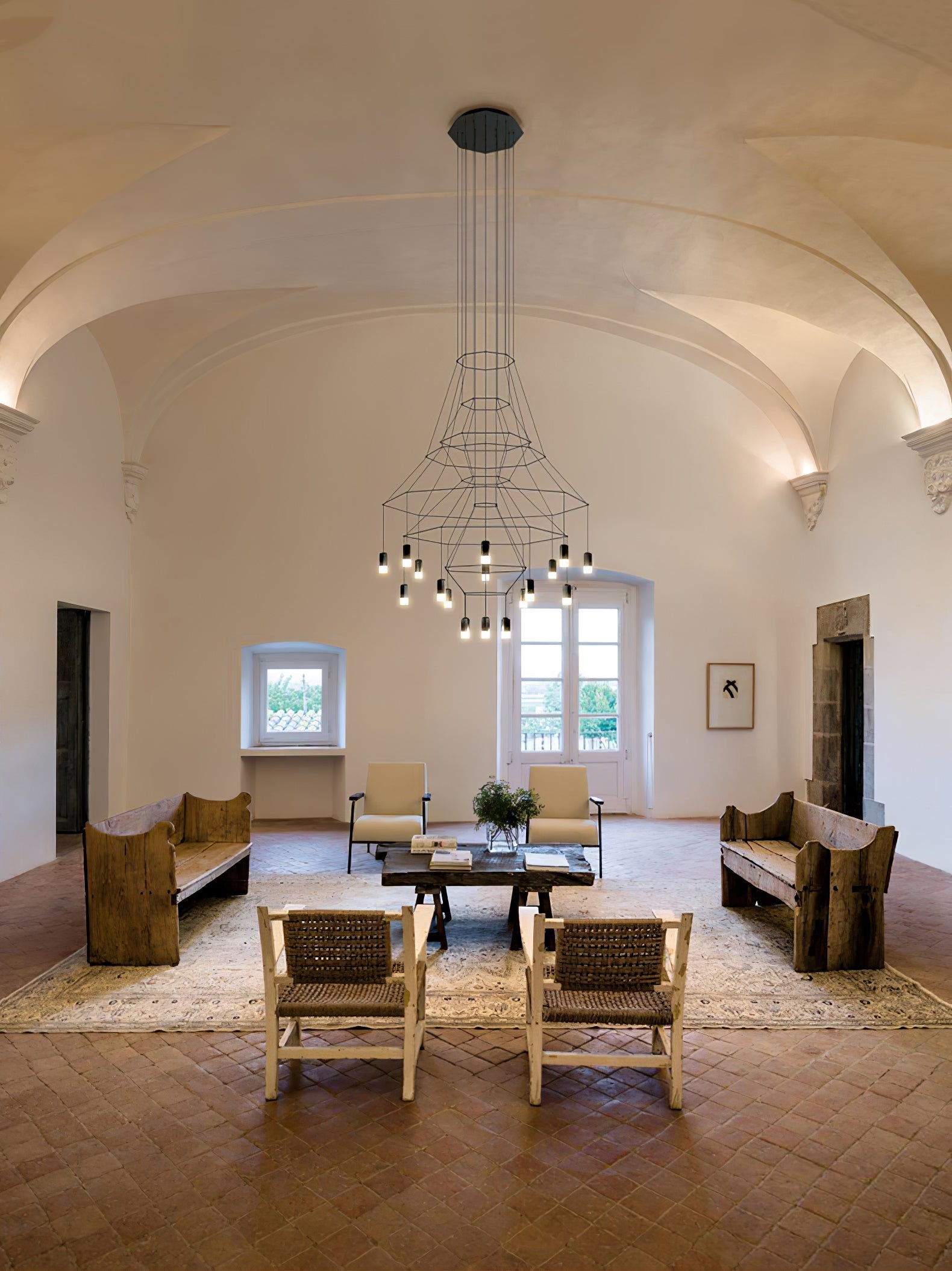 Geometric Wire Frame Chandelier — Modern Statement