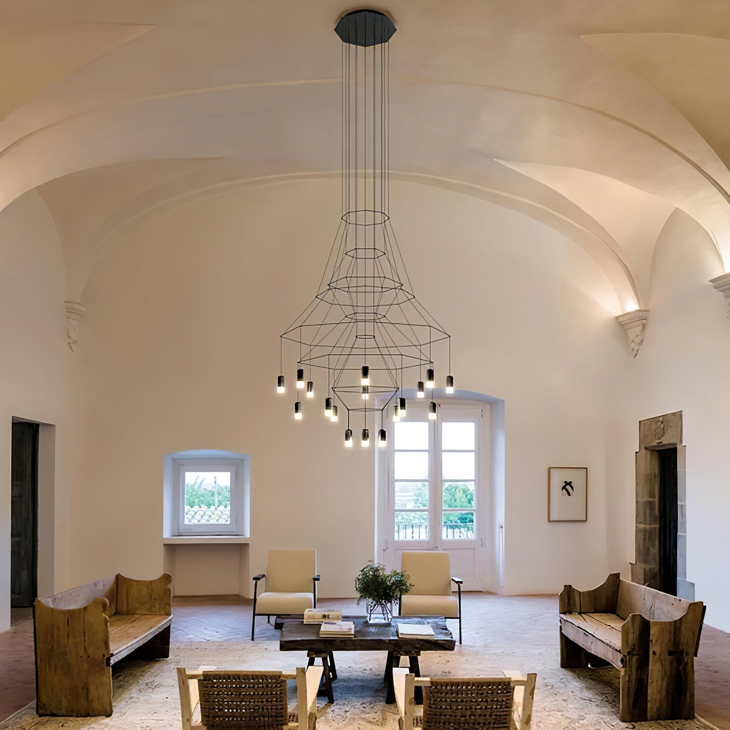 Geometric Wire Frame Chandelier — Modern Statement