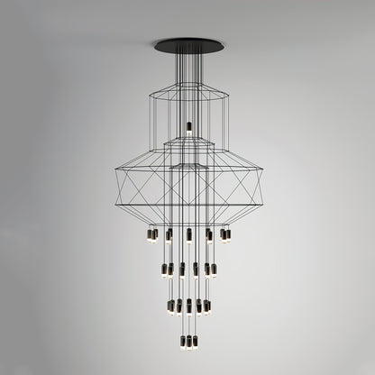 Geometric Wire Frame Chandelier — Modern Statement