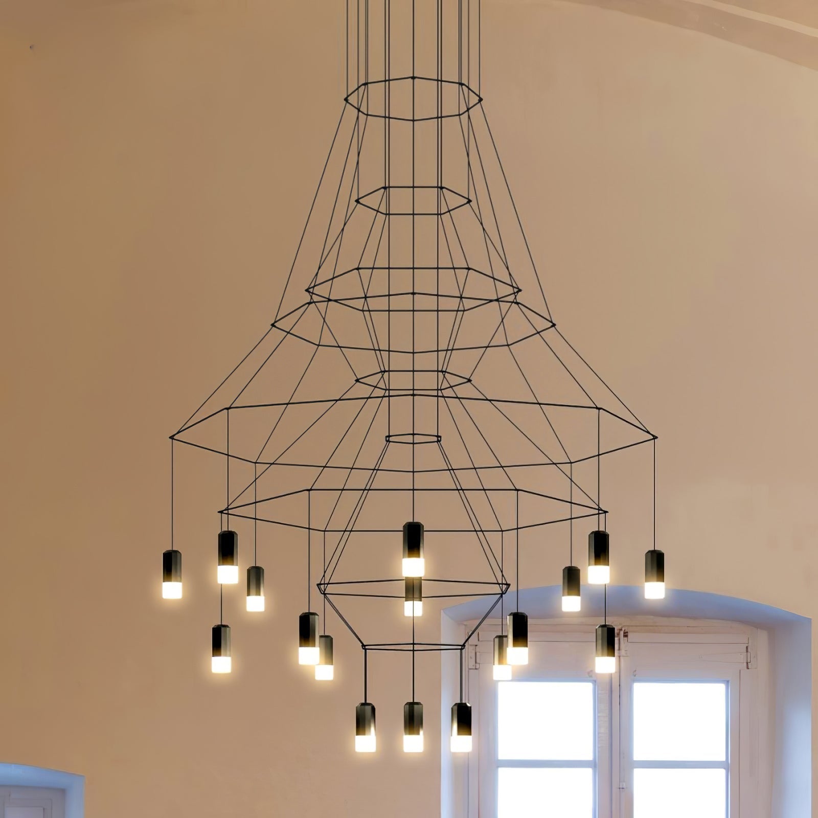 Geometric Wire Frame Chandelier — Modern Statement - LumoTrot