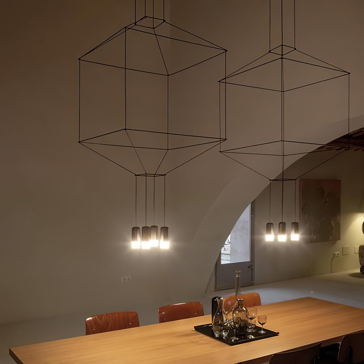 Geometric Wire Frame Chandelier — Modern Statement