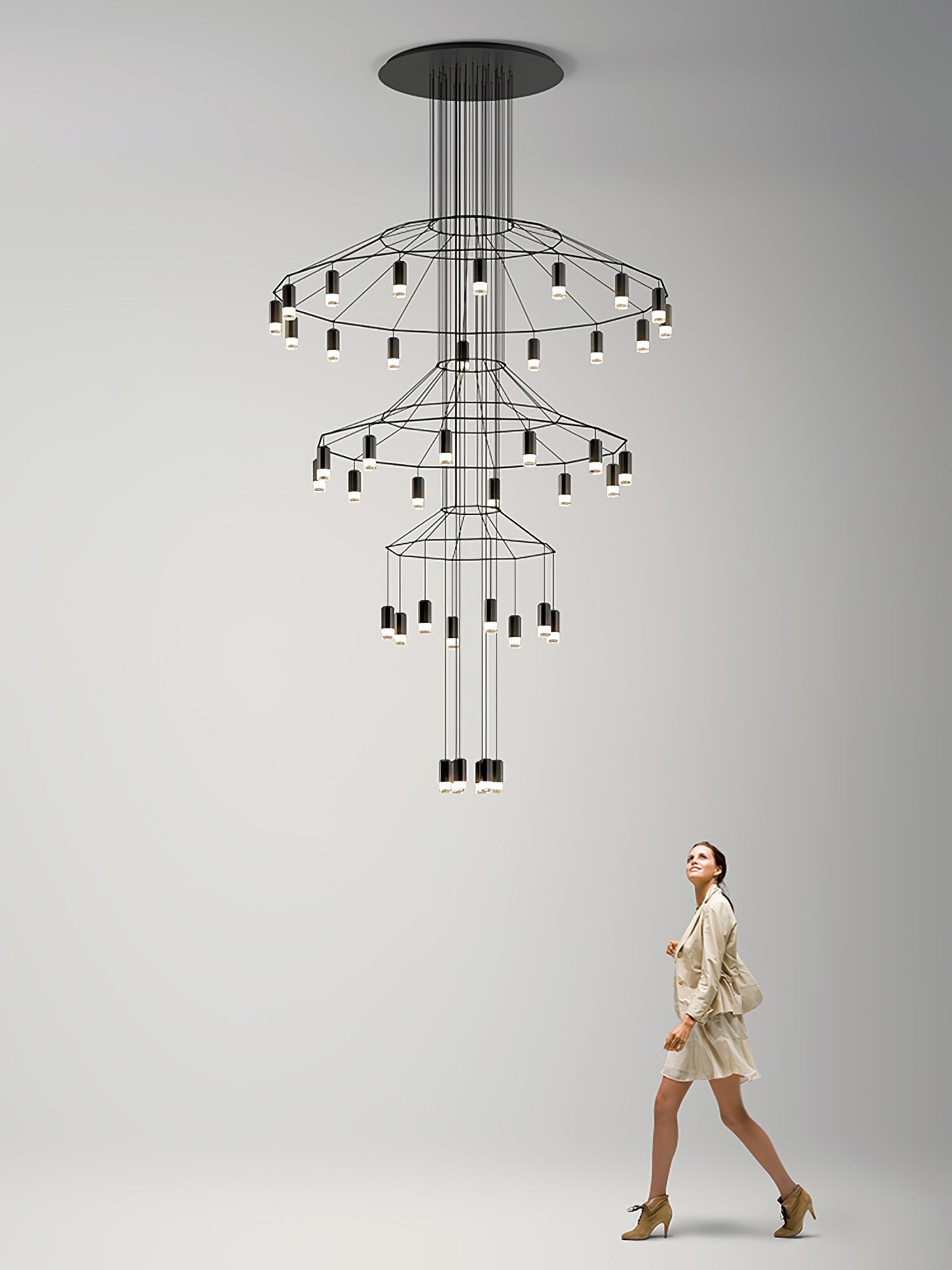 Geometric Wire Frame Chandelier — Modern Statement