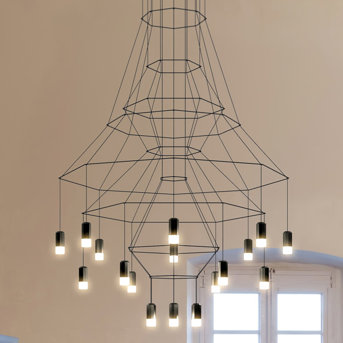 Geometric Wire Frame Chandelier — Modern Statement - LumoTrot
