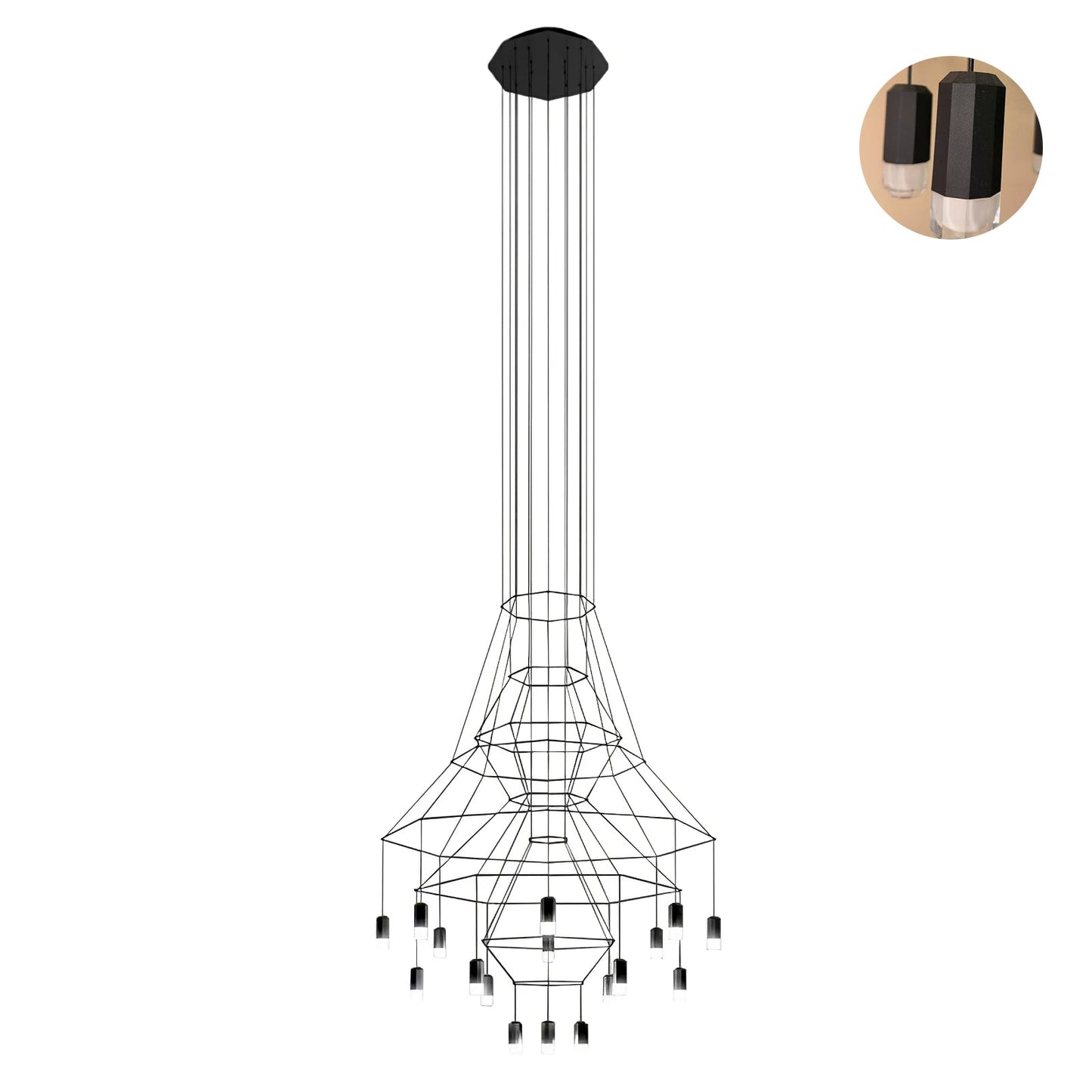 Geometric Wire Frame Chandelier — Modern Statement