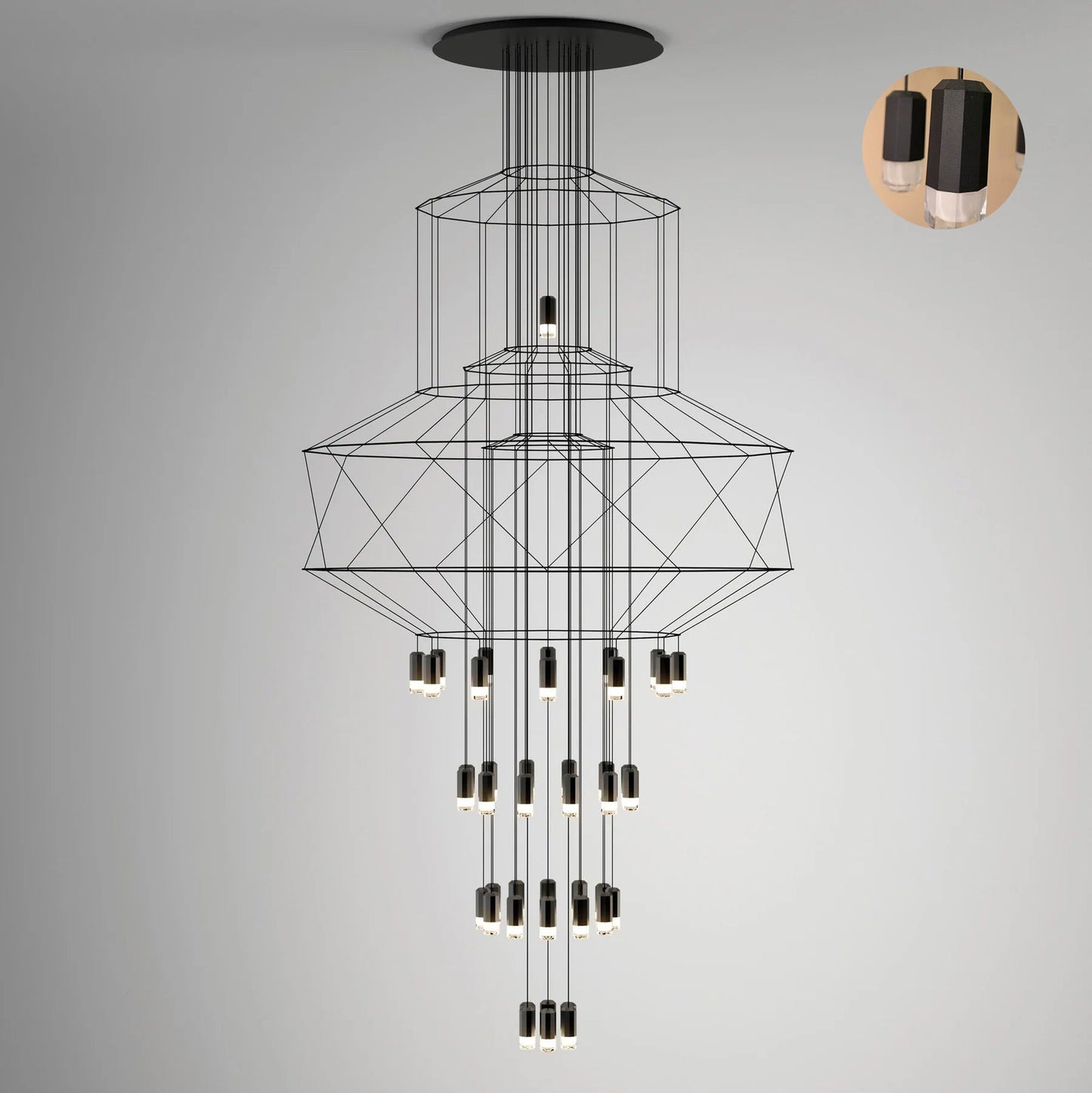 Geometric Wire Frame Chandelier — Modern Statement