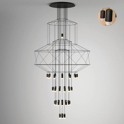 Geometric Wire Frame Chandelier — Modern Statement